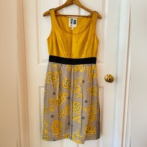 ANTHROPOLOGIE | Edme & Esyllte mustard floral midi dress